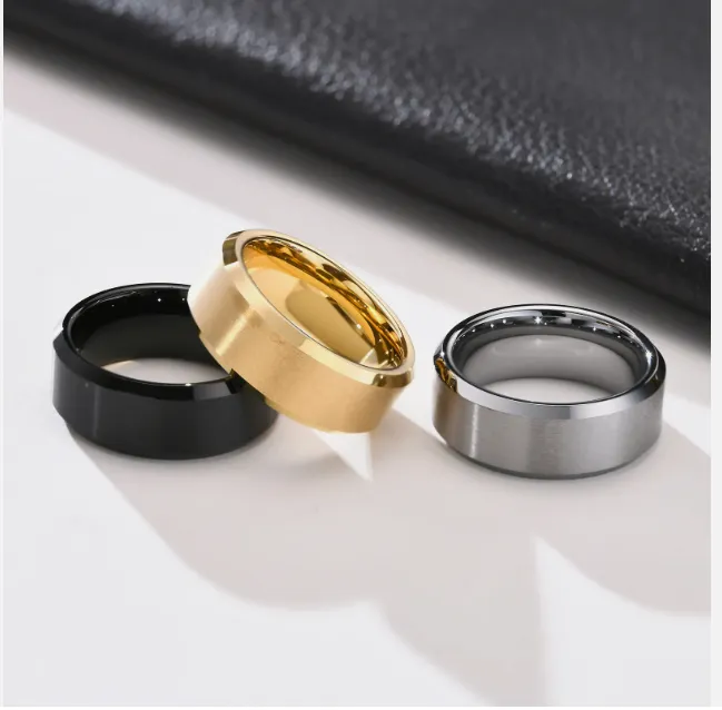 Pure Tungsten Gold Men's Ring Scratch Resistant Simple Fashion Jewelry ...