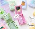 Cute cartoon Lenses box Girls' for small portable portable beautiful pupil care storage box with mirror box. 