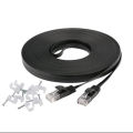 LBSC Ethernet Flat Cat6 Cable with Cable Clips,cat 6 Ethernet Rj45 Patch Cable, slim Network computer Cable - Black. 