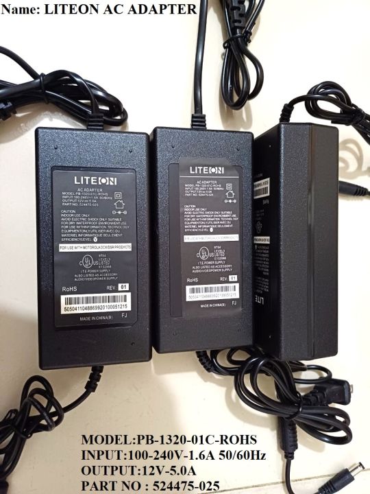 LITEON AC Adapter Model PB-1320-01C-ROHS INPUT : 100-240V-1.6A 50/60Hz OUTPUT:12V-5.0A