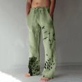Men's Baggy Cotton Linen Pants Casual Pockets Wide Leg Pant Full Length Drawstring Men Plus Size Loose Vintage Pants Streetwear.
