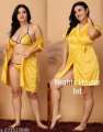 Silk Three Part Nighty - Elegant & Luxury Night Dress for Women - Comfortable Wear - Embrace Comfort and Style in Every Season. 