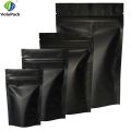 High Quality 100pcs Heat Seal Zip Lock Package Bags Aluminum Foil Mylar Tear Notch Matte Black Stand Up Bag Wholesale.