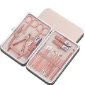 18Pcs/Set Rose Gold Stainless Nail Art Tools Kits Steel Nail Clipper Cutter Trimmer Ear Pick Grooming Kit Manicure Set Pedicure Toe Tools. 