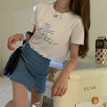 Korean Style Girl Cherry Design Sense Niche Ruffled Short Sleeves T T-shirt Women's Summer Sweet and Spicy Style ins Short. 
