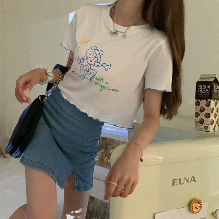 Korean%20Style%20Girl%20Cherry%20Design%20Sense%20Niche%20Ruffled%20Short%20Sleeves%20T%20T-shirt%20Women's%20Summer%20Sweet%20and%20Spicy%20Style%20ins%20Short%20-%20Image%203