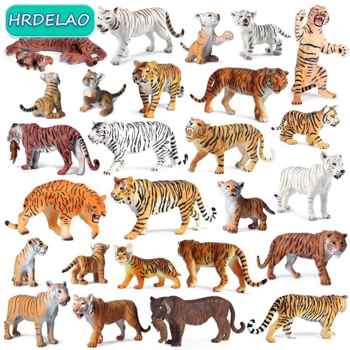 【Sandmdm】 2023 Realistic Wild Zoo Animals African Tiger Cub Model Figurines Action Figures Models Collection Educational Toys for Children Gift