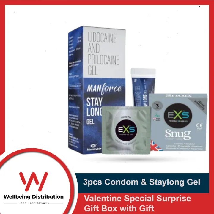 Valentine Special Box | Manforce Stay long Gel 8g & EXS Snug Tight Fitting Small Size Condoms 3pcs Condom