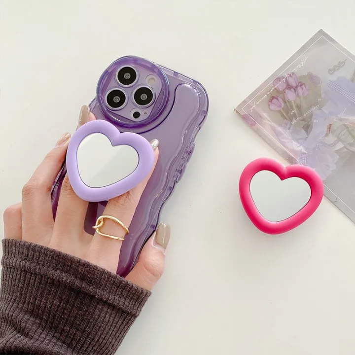 Korea%20Ins%20Cute%20Love%20Heart%20Mirror%20Lazy%20Griptok%20Bracket%20For%20iPhone%2014%20Plus%20Accessories%20Grip%20Tok%20Silicone%20Phone%20Holder%20Ring%20Stand%20-%20Image%202
