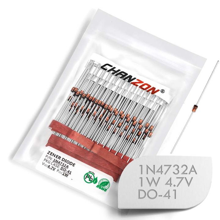 (100 Pcs) 1N4732A 1N4732 Power Zener Diode 1W 4.7V DO-41 (DO-204AL) Axial 1 Watt 4.7 Volt 4V7 IN 1N 4732A IN4732A