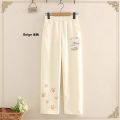 Autumn New Girls' High Waist Cat Printed Pocket Trousers. 