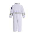 Kids Astronaut Costume, US Space Suit, Unisex Boys and Girls, One-Piece Halloween Roleplay Outfit with Helmet and Gloves. 