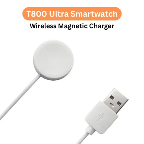T800 Ultra Smartwatch Wireless Charger - Magnetic USB Charging Cable for T800, T900 & Ultra Smartwatches (White)