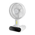 Rechargeable fan LED Tach-functional Fan - Dp-7624 - White/Rechargeable Tach fan- With Lamp, Fan Charge, Fan / New Mini Rechargeable USB Charging Portable Handheld 3 Gear Speed Desktop Fan / makeup fan / mine fan/ small fan / Portable fan. 