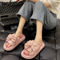 New Style Fashion Outer Bow Slippers for Women Summer Home Non-slip Thick-soled High-heeled Slippers with Shit-feeling Sandals. 