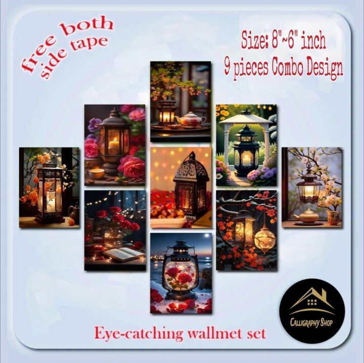 Wall decor 9pcs Unique Design wallmate Home Decoration poster on PVC Combo Set