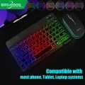 GOOJODOQ 10 Inch Backlit Backlight Keyboard And Mouse LED Colorful Bluetooth Wireless Keyboard For iPad Laptop Android iPhone. 