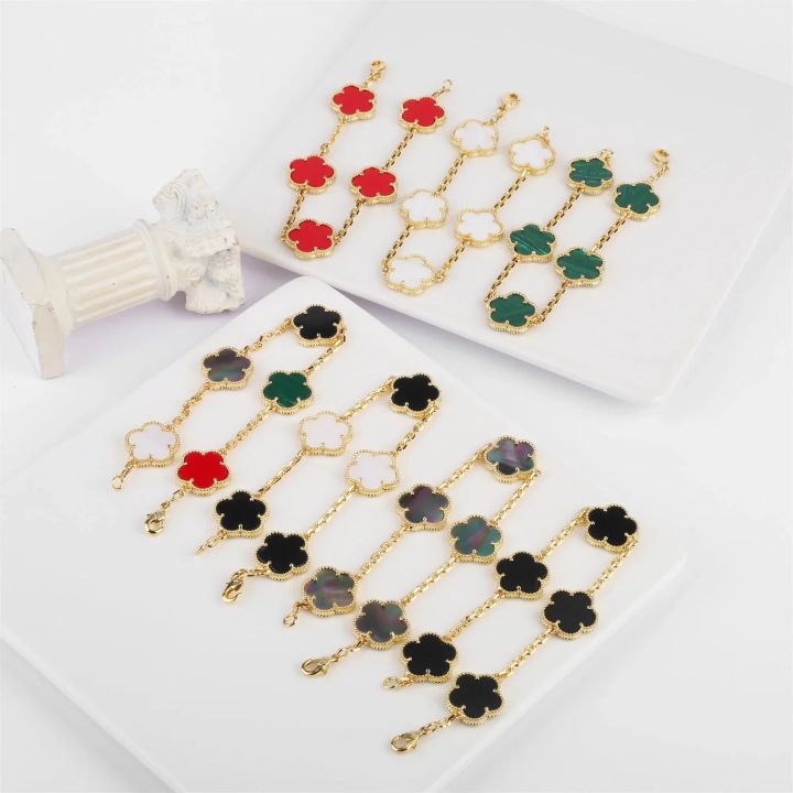 ALINFA%20Luxury%20Large%20Five-leaf%20Flower%20Four-leaf%20Clover%20Bracelet%20Gold%20Silver%20Bracelet%20Natural%20Stone%20Shell%20Bracelet%20Charm%20Bracelet%20-%20Image%204