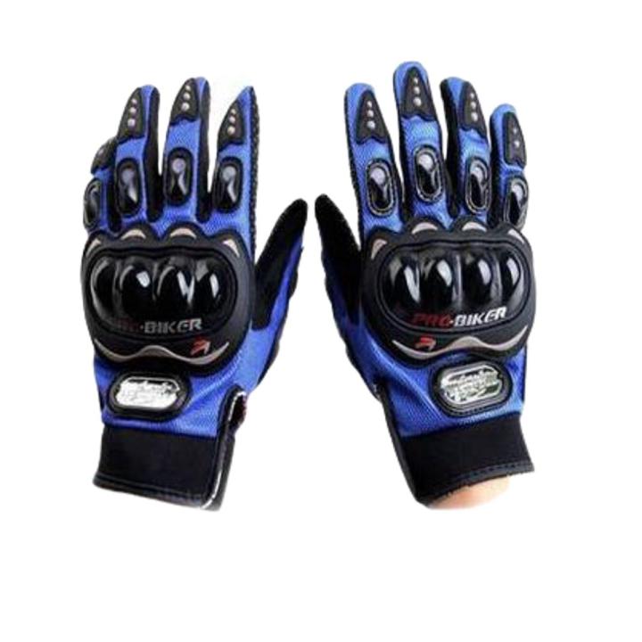 Pro Bike Full Finger Hand Gloves With Sereen Touch Finger-Blue - Hand Gloves For Bike