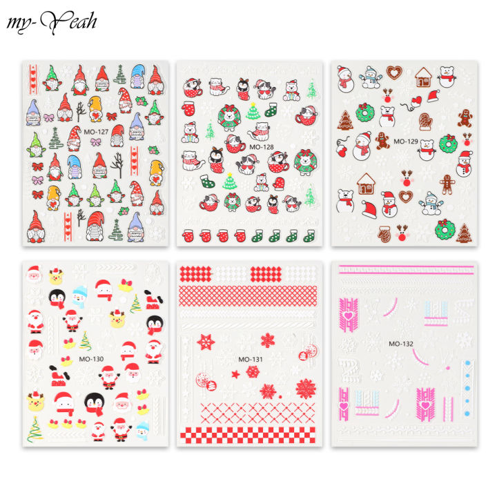 Myyeah%203D%20Christmas%20Nail%20Art%20Sticker%20Embossed%20Cute%20Santa%20Snowflake%20Cat%20Nail%20Decals%20Xmas%20Nail%20Decal%20Slider%20DIY%20Manicure%20Decoration%20-%20Image%204
