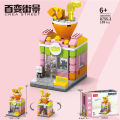 Building blocks, mini street scene, building model, children, boys, girls, puzzles, puzzles, stalls, gifts, cross-border. 