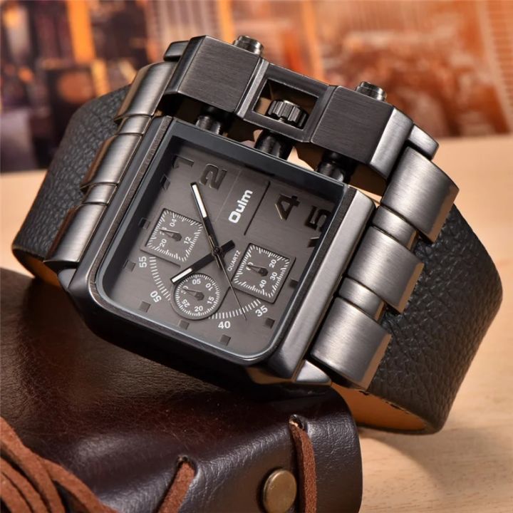 Oulm 3364 Casual Wristwatch Square Dial Wide Strap Men's Quartz