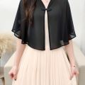 Summer Chiffon Printed Shawl Retro Style Sleeveless Cape Coat Women's Skirt Outer Wear Cardigan Sun Protection Clothing.