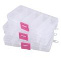 3pcs 10 Grid Electronic Component Parts Kits Plastic Storage Box Case. 