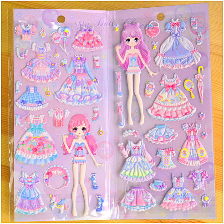Cartoon%20Children%20GIRL'S%203D%20Bubble%20Sticker%20Princess%20Replaceable%20Sticker%20High%20Quality%20Sponge%20Doll%20-%20Image%202