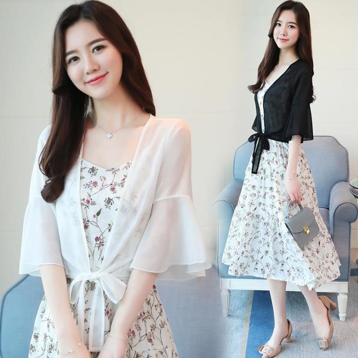 Summer Inner Match Match Skirt Shawl Outer Wear Cardigan Thin Short Western Style Chiffon Sun Protection Clothing Women's Air Conditioning Shirt