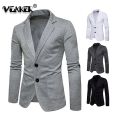 2022 New Spring Knitted Blazer Men Casual Knit Slim Suit Jackets Business Brand Casaco Masculino Male Brand Waite grey Blazer.