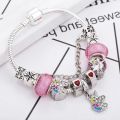 TOGORY Dropshipping Pink Lovely Animal Pendant Beads Charm Bracelets For Women Kids Cartoon Style Brand Bracelets Children Girls.