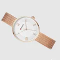 CURREN 9020 Rosegold Mesh Stainless Steel Analog Watch For Women - Rose Gold And White. 