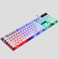 LIMEIDE GTX300 104 Keys Retro Round Key Cap USB Wired Mouse Keyboard, Cable Length: 1.4m, Colour: Punk Single Keyboard White.