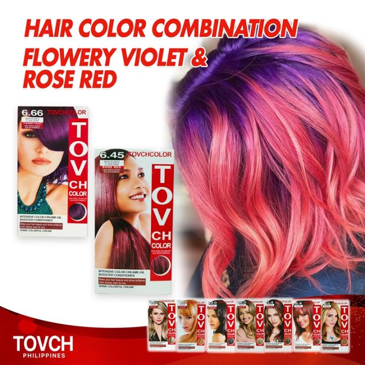 Tov Ch Hair Color Combination Flowery Violet & Rose Red 6.66 & 6.45