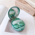 Ultra-thin Mirror Pebble Contact Lens Case INS Women's Cosmetic Contact Box Travel Elegant Contact Lens Storage Box.