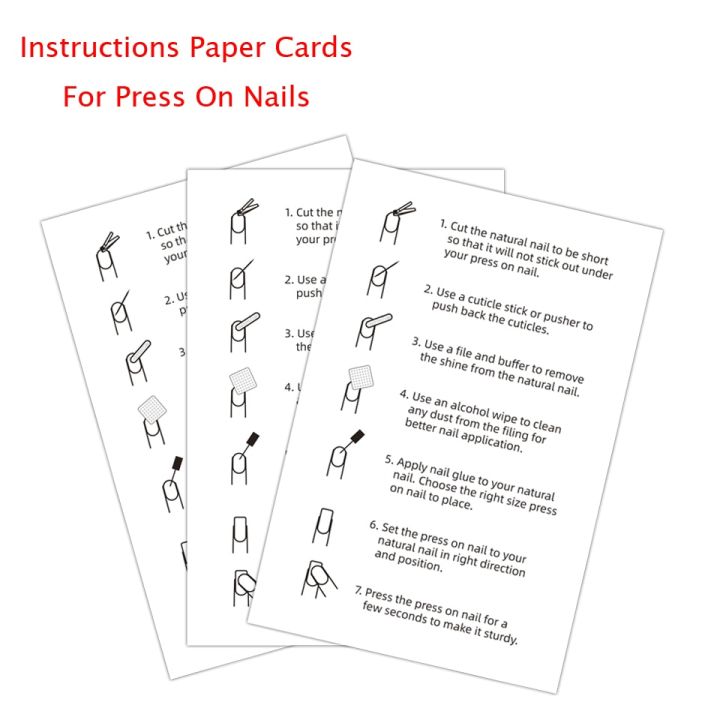 10/50 Pieces Press On Nails Instruction Use Paper Cards Wholesale Bulk Handmade False Nail Size Display Card For Business