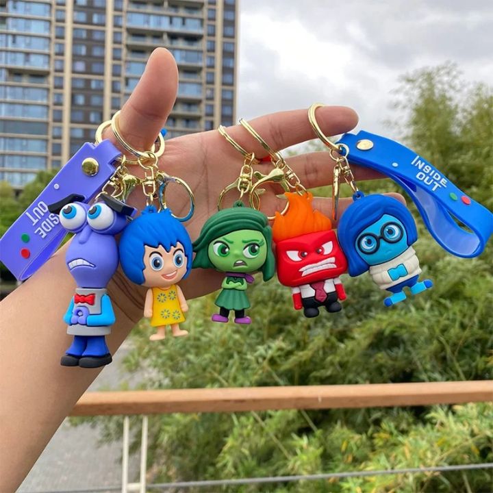 Cartoon Inside Out Kawaii Keychain Disney Action Figures Pendant Keychains Bag Car Key Chain Anime Keyring Kids Toys Dolls Gifts