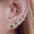 1PC Emerald green stud earrings May Birthstone studs Golden stud earrings tiny stud earrings small studs cartilage helix earring. 
