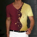 Luxury T-Shirt For Men 3d Flower V-Neck Men'S Clothing Street Daily Tops Loose Oversized Sportswears Summer Casual Short Sleeves. 