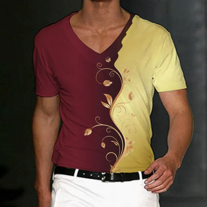 Luxury%20T-Shirt%20For%20Men%203d%20Flower%20V-Neck%20Men'S%20Clothing%20Street%20Daily%20Tops%20Loose%20Oversized%20Sportswears%20Summer%20Casual%20Short%20Sleeves%20-%20Image%202
