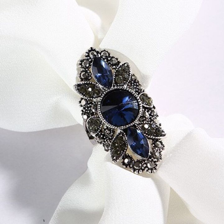 Vintage%20Women%20Fashion%20Jewelry%20Blue%20Rhinestone%20Engagement%20Wedding%20Ring%20-%20Image%204
