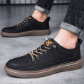 Italian Casual Shoes Men's Lace Up Oxford Shoes Genuine Leather Thick Bottom Outdoor Walking Shoes Black Office Men Dress Shoes KEEMEEUYZO.