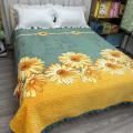 Three-piece set of milk velvet bed covers, plush bed sheets, blankets, thickened kang blankets, blankets, single tatami mats, household carpets. 