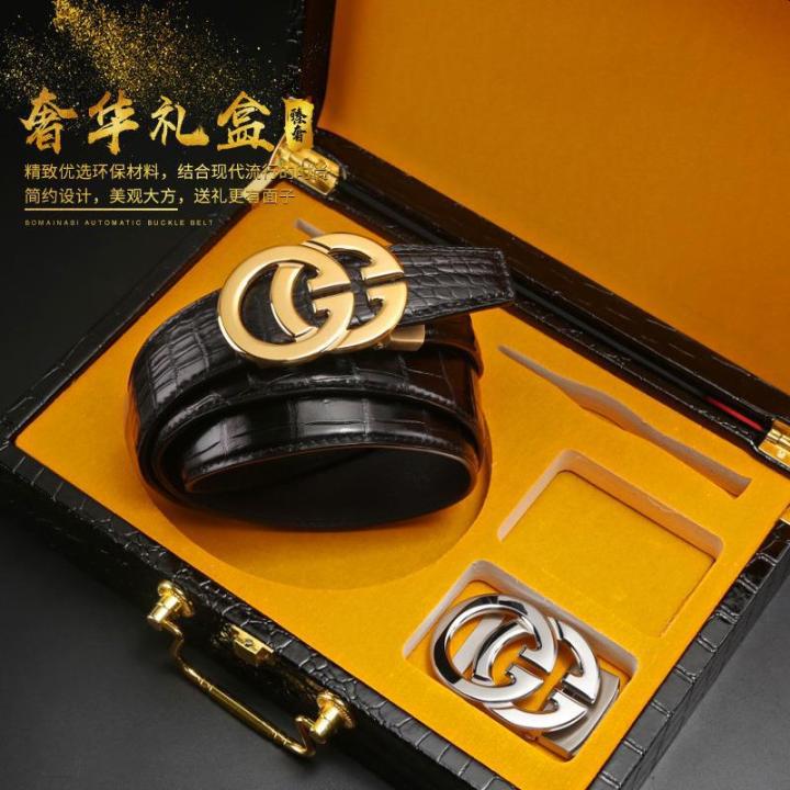 Imported High-End Crocodile Leather Men's Leather Belt Fashion Business Pants Belt Lengthened Men's Large Size Factory Direct Supply