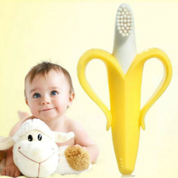 Baby Teether Toys BPA Banana Teething Ring Silicone Chew Dental Care Toothbrush Nursing Beads Gift For Infant