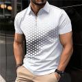 HoneyYami New Summer T Shirts for Men 2023 Short Sleeve Turn-down Collar Letter Printing Button Striped Polo Tees Fashion Pullover Tops.