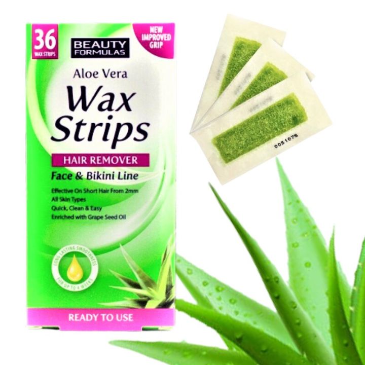 International UK product Skin care Aloe Vera Wax Strips Hair Remover Legs & Body used for male/ female - 36 pcs