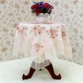 Pastoral Cover Bedside Cabinet Tablecloth Pink Flower Rectangular Table Cover Lace Table Cloths Decoration.