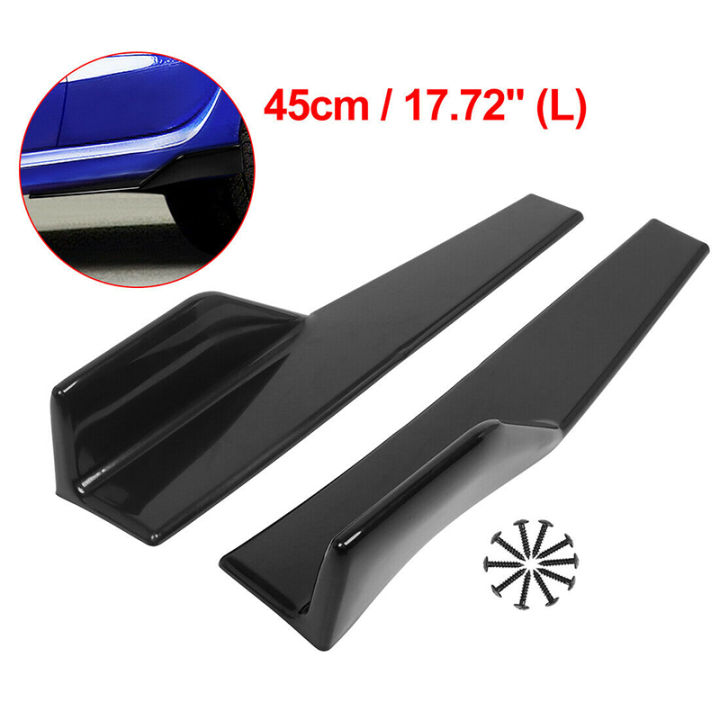 2-Piece Universal Car Side Skirts - 450mm Black ABS Plastic Body Kit Winglets